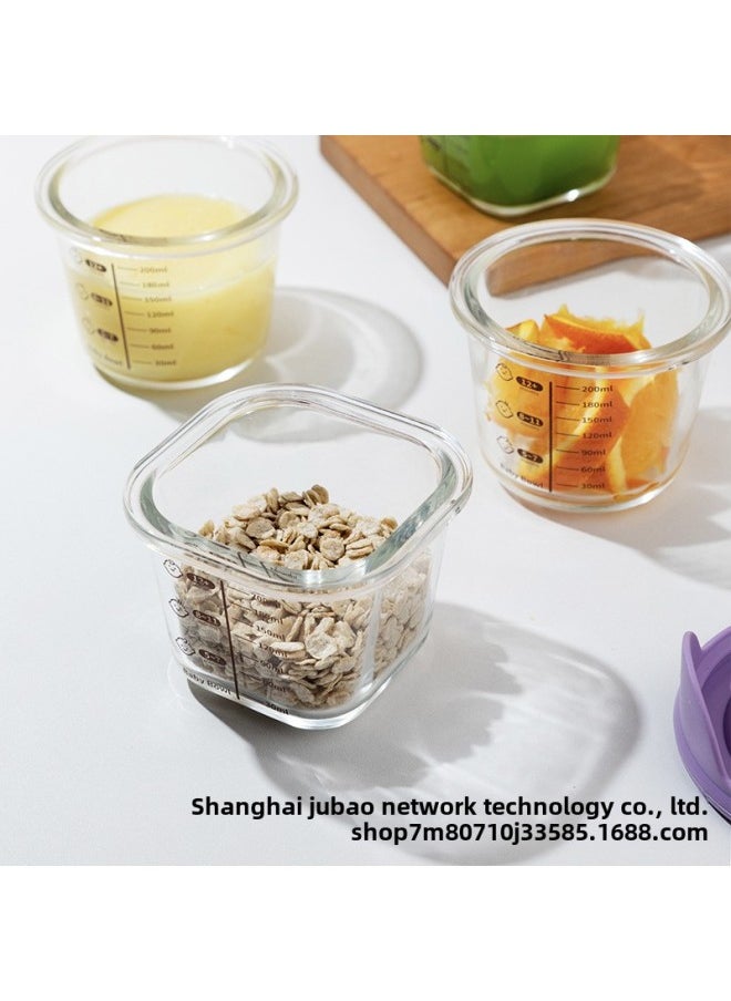 Generic - High Borosilicate Glass Children's Complementary Food Bowl Fresh-keeping Baby Tableware Silicone Lid Fruit Preservation Box 240ml Complementary Food Box-Specifications:High Borosilicate Square Light Green 240ml-Color:Independent Color Box 90 - Image 1