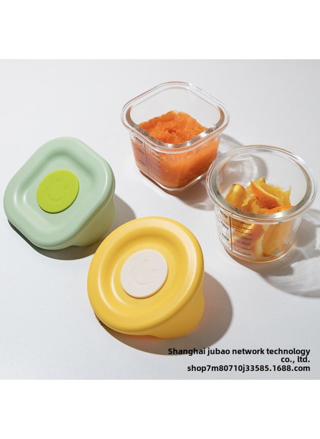 Generic - High Borosilicate Glass Children's Complementary Food Bowl Fresh-keeping Baby Tableware Silicone Lid Fruit Preservation Box 240ml Complementary Food Box-Specifications:High Borosilicate Square Light Green 240ml-Color:Independent Color Box 90 - Image 1