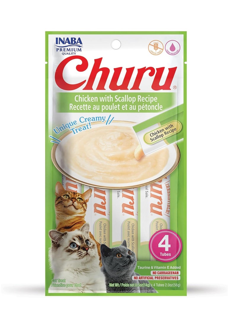 INABA Cat Creamy Adult Treat Chicken With Scallop Flavor 4x14g - Image 1