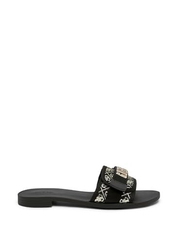 Guess Women's ELYZE Flat Sandal, Black/Gold 001, 5.5 - Image 2