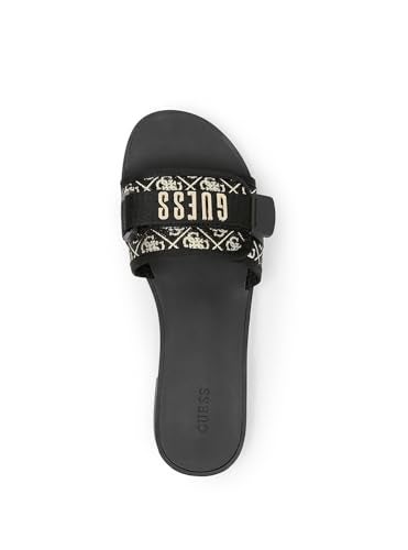 Guess Women's ELYZE Flat Sandal, Black/Gold 001, 5.5 - Image 3
