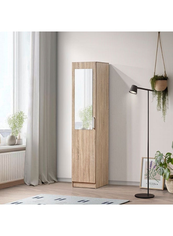 DANUBE HOME Supreme 1-Door Wardrobe With Mirror For Hanging Clothes Extra Sturdy Rack Storage Organiser Modern Design Space Saving Cabinets For Bedroom - French Sonoma Oak - Image 5