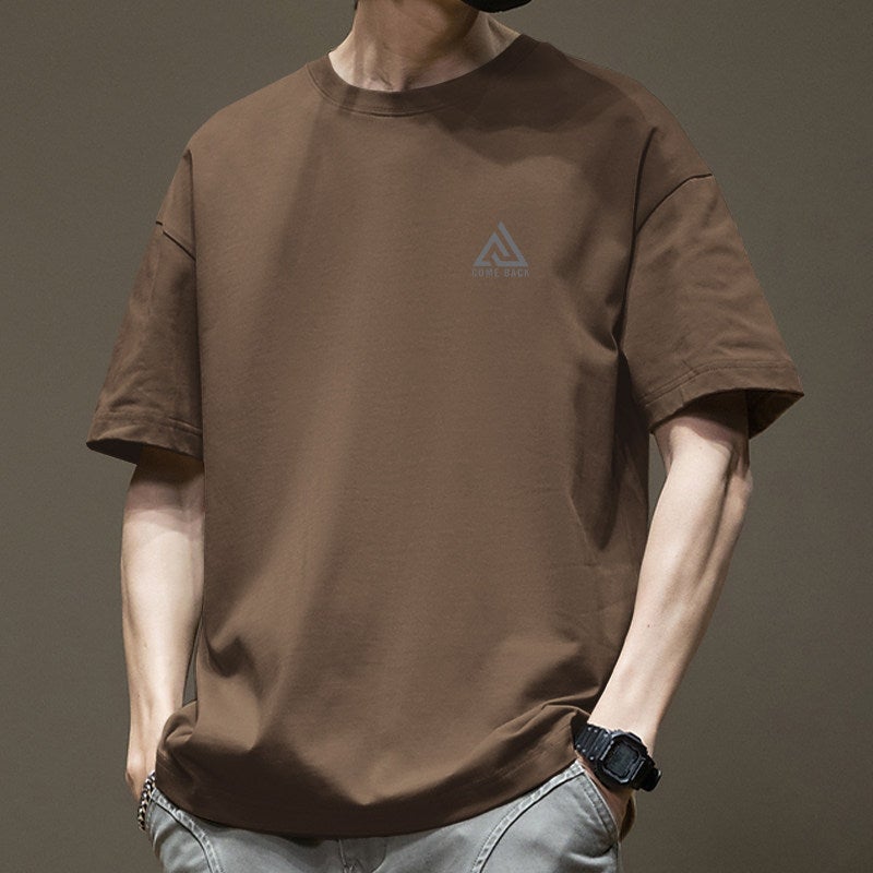 Pure cotton short-sleeved T-shirt for men's summer minimalist trend round-neck half-sleeved T-shirt for students versatile loose plus-size top - Image 3