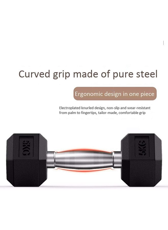 Generic Miracle Fitness Dumbbell Set Barbell 2-Piece Hex Rubber Dumbbell Solid Iron Hex Dumbbell Gym/Family Barbell Disk Body Workout 5Kg, 10Kg, 15Kg, 20Kg Household Dumbbells (Size : 5Kg)  - Image 3