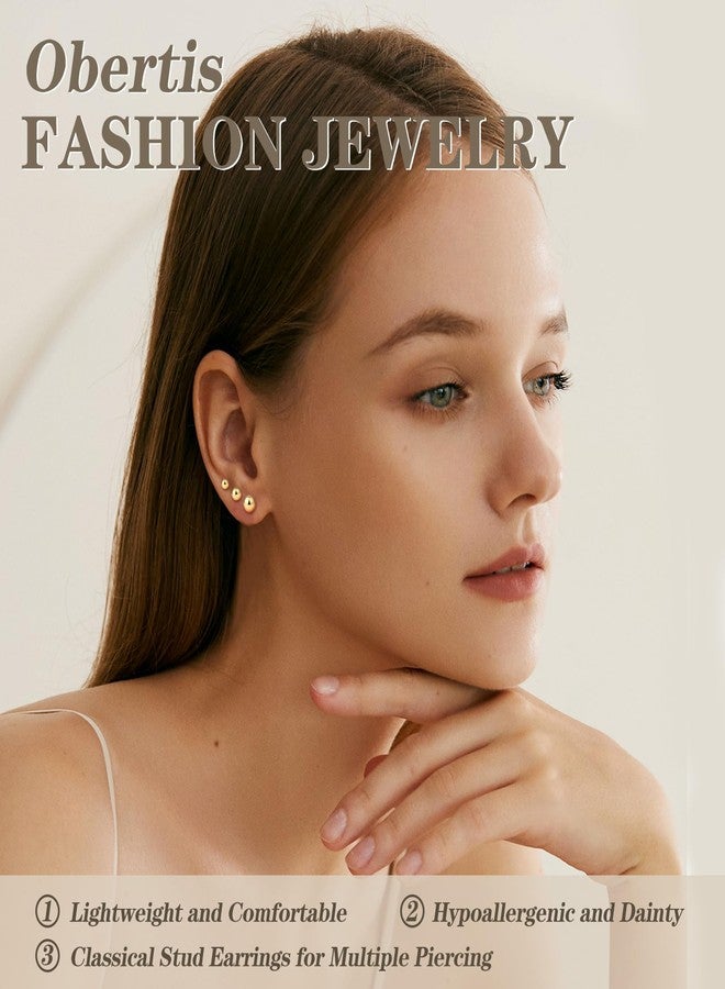 Obertis Sterling Silver Earrings for Women: Hypoallergenic 925 Sterling Silver Round Ball Stud Earrings for Women Multiple Piercing 5 Pairs Tiny Stud Earrings 2mm 3mm 4mm 5mm 6mm, 2mm 3mm 4mm 5mm 6mm - Image 3