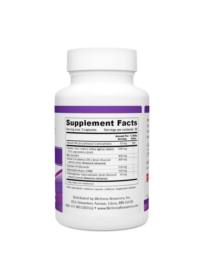 Wellness Resources Female Plus for Healthy Estrogen Metabolism, Menstrual Rhythm Support, Energy and Mood - Chaste Berry, I3C, DIM, Calcium-D-Glucarate, B6, Myo-Inositol, Sulforaphane (60 Capsules) - Image 5