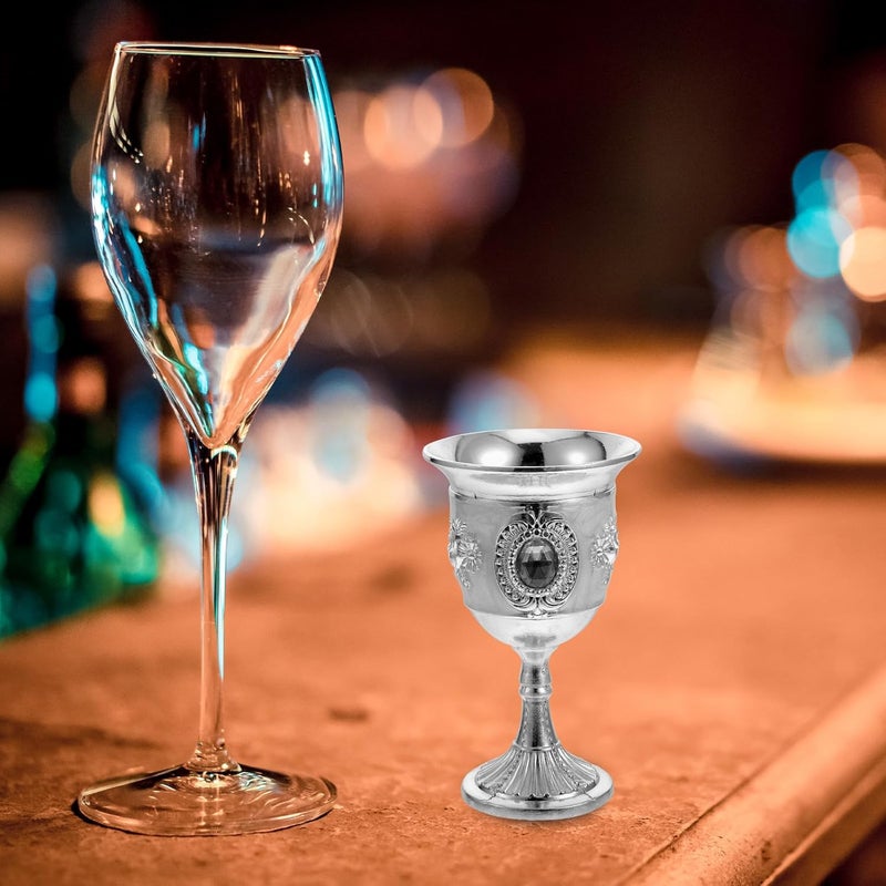 Retro European Style Small Goblet Creative Beverage Cup Silver White Vintage Wine Glass for Home Bar Dining and Party Use - Image 4