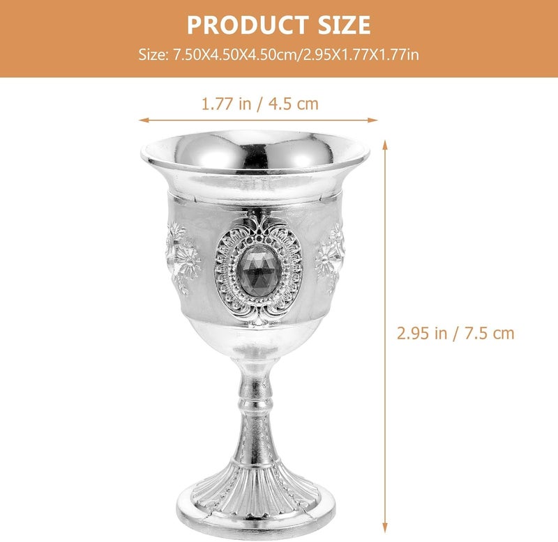 Retro European Style Small Goblet Creative Beverage Cup Silver White Vintage Wine Glass for Home Bar Dining and Party Use - Image 2