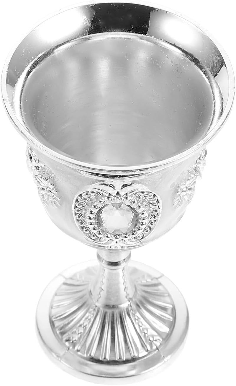 Retro European Style Small Goblet Creative Beverage Cup Silver White Vintage Wine Glass for Home Bar Dining and Party Use - Image 1