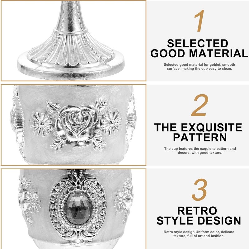 Retro European Style Small Goblet Creative Beverage Cup Silver White Vintage Wine Glass for Home Bar Dining and Party Use - Image 3