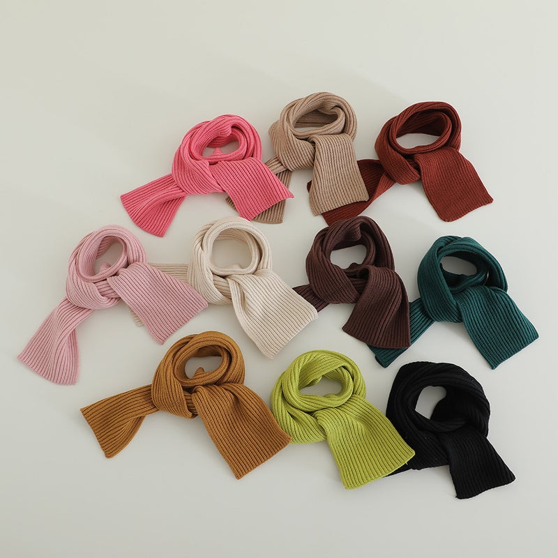 Ins South Korea Simple Joker ~ Children'S Scarf Boy Solid Color Knitted Scarf Baby Warm Fashion - Image 3