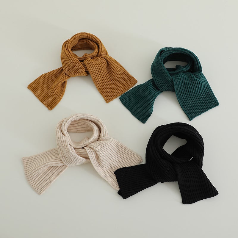 Ins South Korea Simple Joker ~ Children'S Scarf Boy Solid Color Knitted Scarf Baby Warm Fashion - Image 2