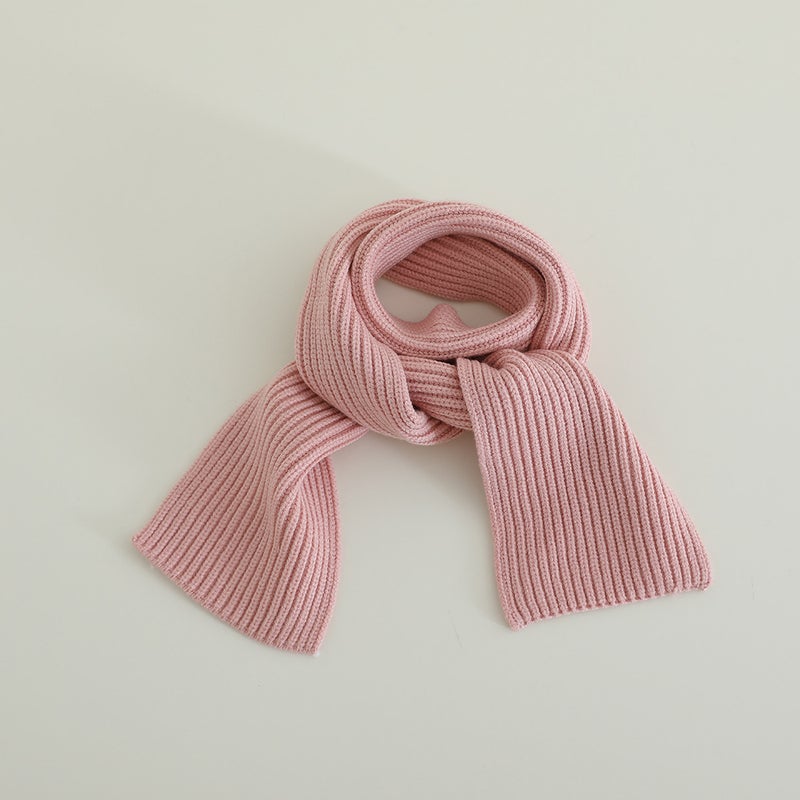 Ins South Korea Simple Joker ~ Children'S Scarf Boy Solid Color Knitted Scarf Baby Warm Fashion - Image 1