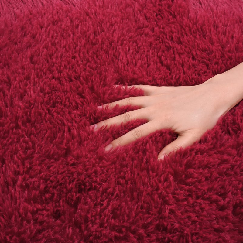 DETUM Wine Red Runner Rug 2X6 for Hallyway Entryway Kitchen Fluffy Area Rugs for Bedroom Soft Kids Room Rugs Furry and Washable Christmas Carpets - Image 2
