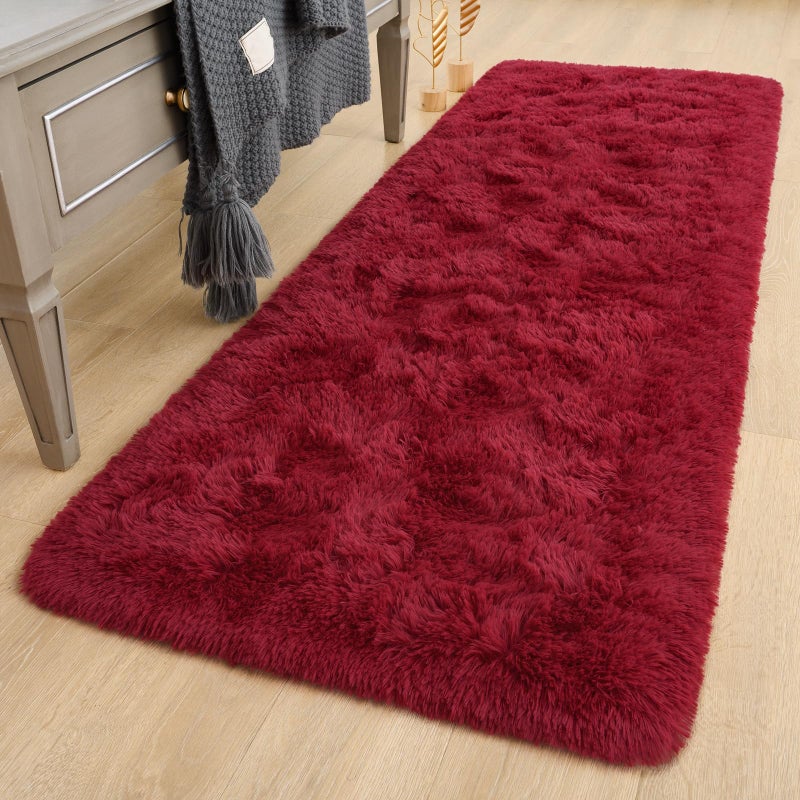 DETUM Wine Red Runner Rug 2X6 for Hallyway Entryway Kitchen Fluffy Area Rugs for Bedroom Soft Kids Room Rugs Furry and Washable Christmas Carpets - Image 4