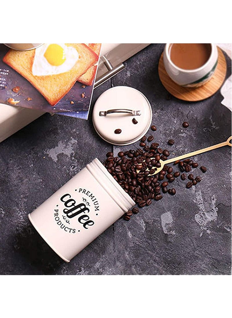 Arabest - 3-Piece Vintage Airtight Kitchen Containers Decorations with Lids Portable Coffee Tea Sugar Set Metal Canister Can Pot Decorative Kitchen Canister Jars Food Storage (white) - Image 1