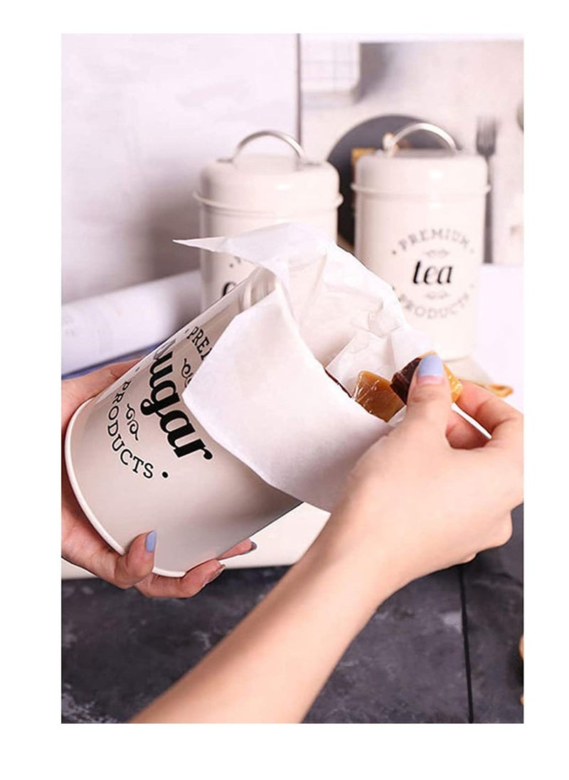 Arabest - 3-Piece Vintage Airtight Kitchen Containers Decorations with Lids Portable Coffee Tea Sugar Set Metal Canister Can Pot Decorative Kitchen Canister Jars Food Storage (white) - Image 1