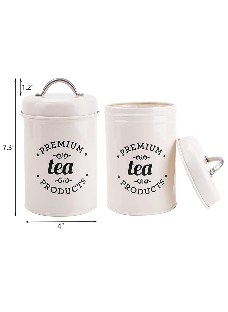 Arabest - 3-Piece Vintage Airtight Kitchen Containers Decorations with Lids Portable Coffee Tea Sugar Set Metal Canister Can Pot Decorative Kitchen Canister Jars Food Storage (white) - Image 1