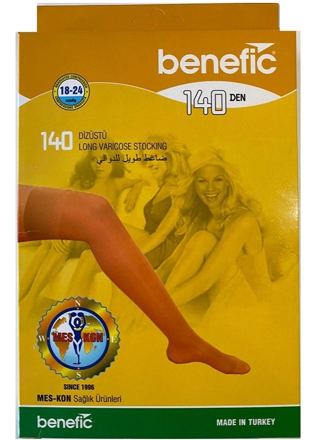 MES-KON - LONG VARICOSE STOCKING  OPEN TOE  18-24 mmHg ( Elastic Socks With Silicon ) - Image 1