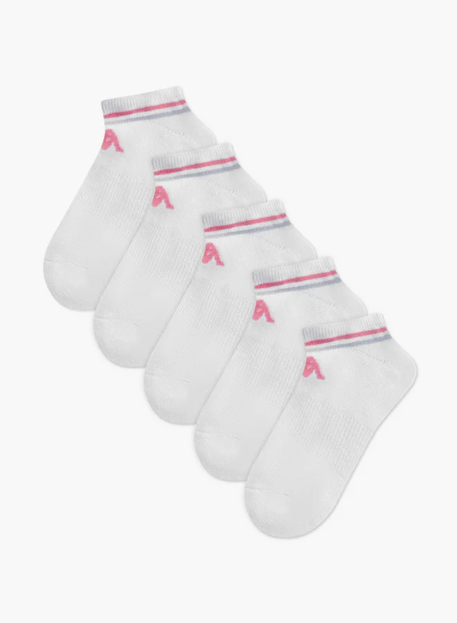كابا Logo Print Half Terry Ankle Length Socks - Set of 5