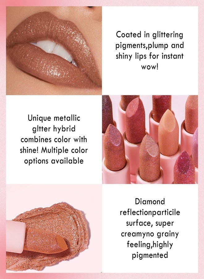LYSdefeu Glitter Matte Lipstick,Long Lasting Waterproof Shine Lip Gloss,Diamond Metallic Sparkling High Pigment Non-Stick Lip stain Tint,Full-Coverage Lip Balm Lip Makeup,Mother's Day Gift for Women Girl-04 - Image 3