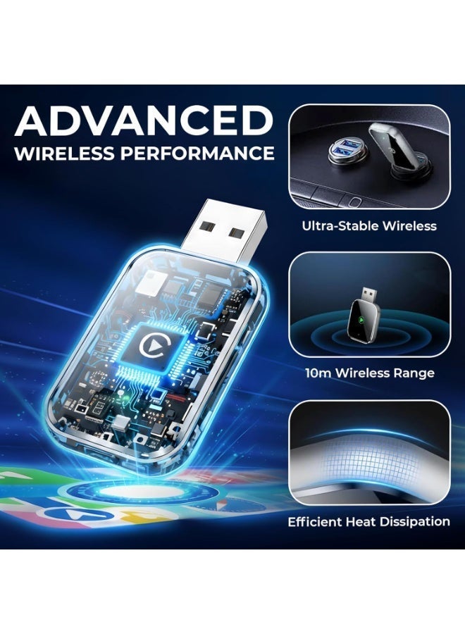 يوماچ محول YoMaJ اللاسلكي لـ CarPlay لأجهزة iPhone، يحول محول Apple CarPlay السلكي إلى لاسلكي، حجم صغير مع كابل تمديد USB و USB-C/Type-C، تحكم مستقر وبدون تأخير، أسود - Image 2