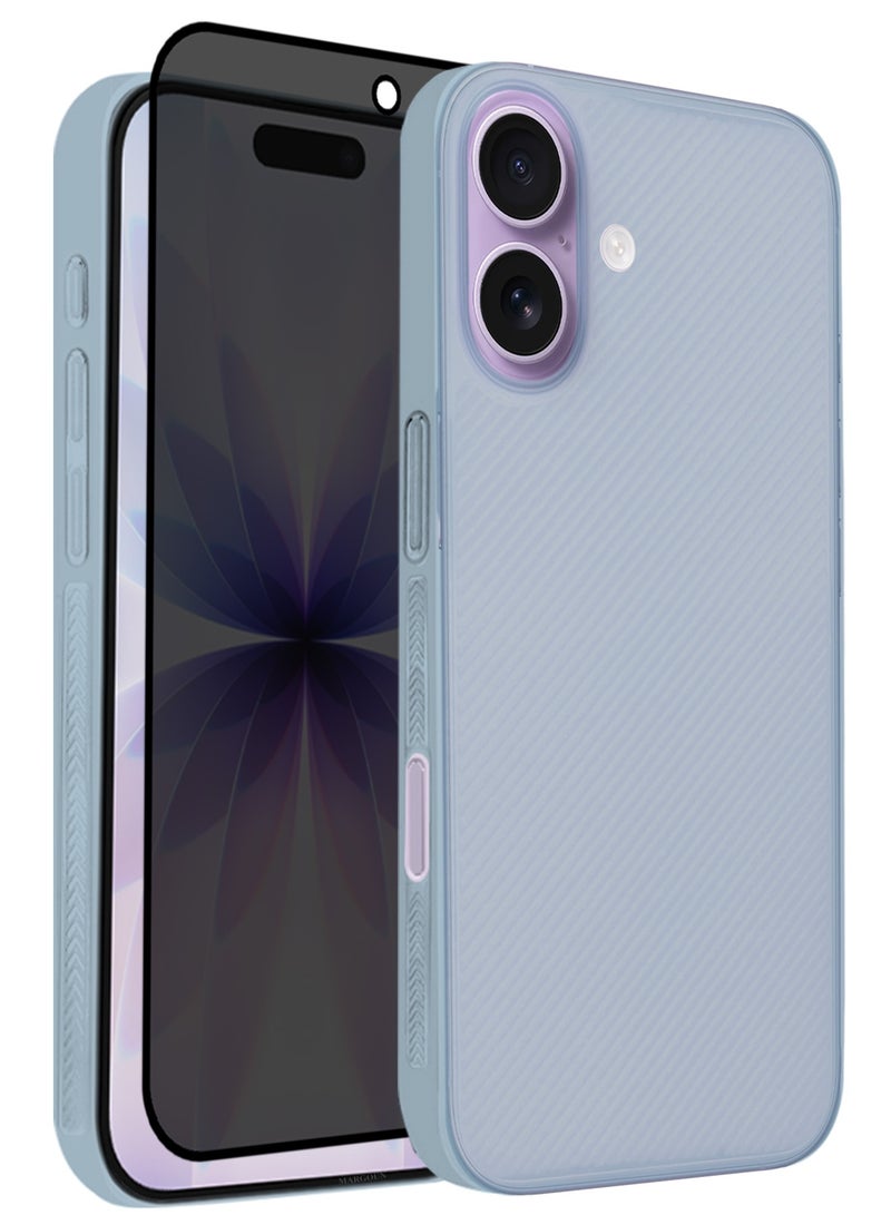 CATANES 2 Packs Case Cover for iPhone 17 - Sturdy Durable Ultra-Thin Case - Air Skin Line Design Transparent Back Cover -  Drop Protection Cover  with Privacy Screen Protector - Light Blue - Image 1