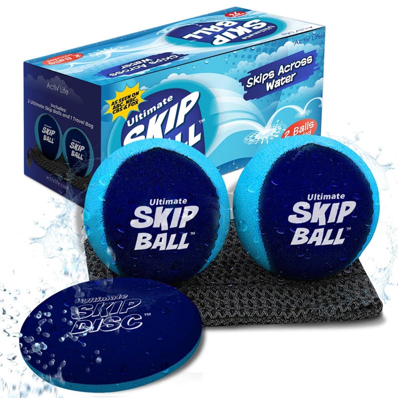 Activ Life The Ultimate Water Skip Ball 2 Pack Water Bouncing Toys Fun Games at Beach Lake Swimming Pool Easter Basket Stuffer Gifts for All Ages Kids Family NavyTeal with Skip Disc - Image 2