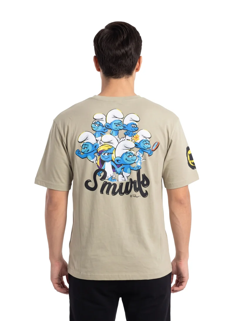 السنافر The Smurfs Character Graphic Men’s Oversized T-Shirt | Back Print Casual Crew Neck Cotton Tee