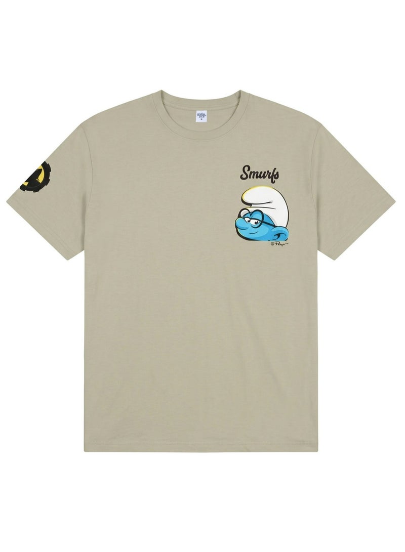 The Smurfs Character Graphic Men’s Drop Shoulder T-Shirt | Back Print Casual Crew Neck Cotton Tee - Image 5