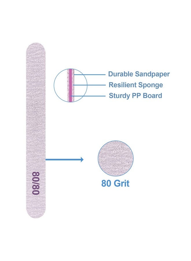 GigaGround 80/80 Grit Nail Files (50 Pcs), Emery Boards For Acrylic Nails And Gel Nails, Coarse Nail File Double Sided 80 Grits Emory Professional Nail Filers Pack Reusable Washable Manicure Gray - Image 1