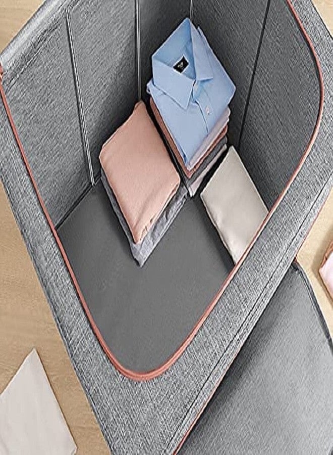 BRUSHFINCH Clothes Storage Bag Steel frame Double Opening Zipped with Window Folding-Under Bed Closet Storage Bag Wardrobe Storage Organizer for Clothes,Bed,Blankets,Bedding,Pillow (Multi, 66 Liter) - Image 4