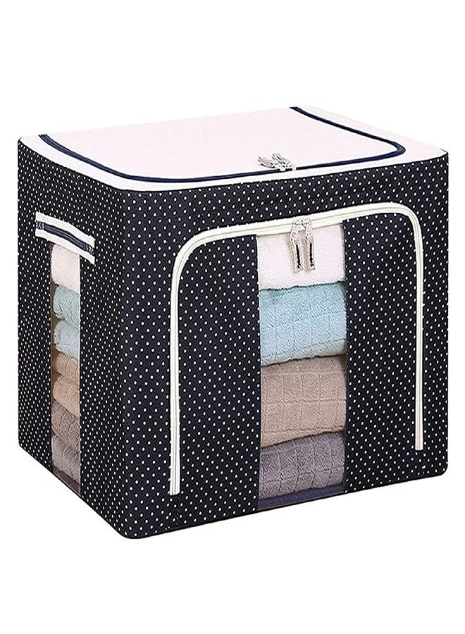 BRUSHFINCH Clothes Storage Bag Steel frame Double Opening Zipped with Window Folding-Under Bed Closet Storage Bag Wardrobe Storage Organizer for Clothes,Bed,Blankets,Bedding,Pillow (Multi, 66 Liter) - Image 1