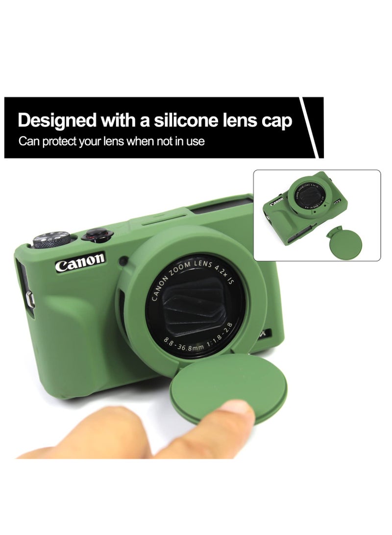 Beauenty Case for Canon Powershot G7 X Mark III Digital Camera Soft Silicone Protective Cover with Removable Lens Cover for Canon Powershot G7X Mark III DSLR Camera (Green) - Image 3