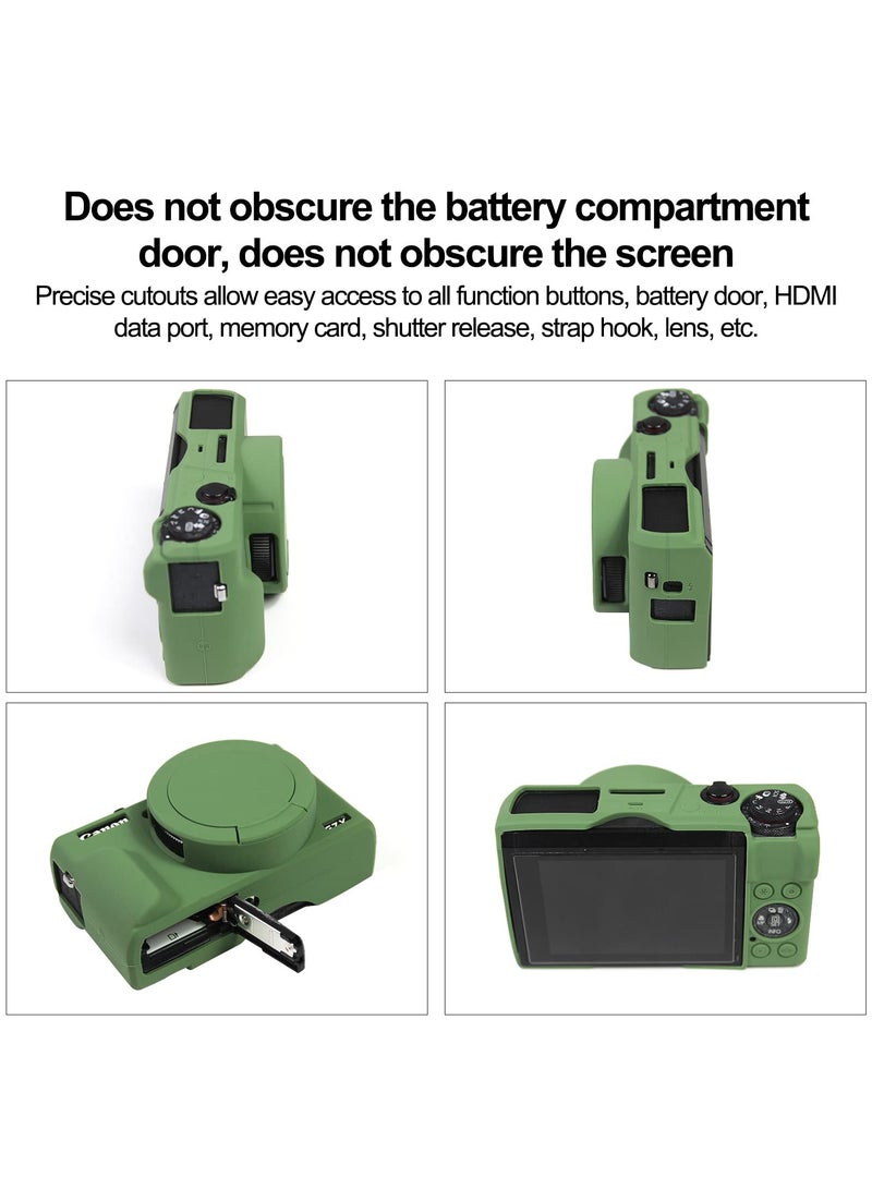 Beauenty Case for Canon Powershot G7 X Mark III Digital Camera Soft Silicone Protective Cover with Removable Lens Cover for Canon Powershot G7X Mark III DSLR Camera (Green) - Image 4