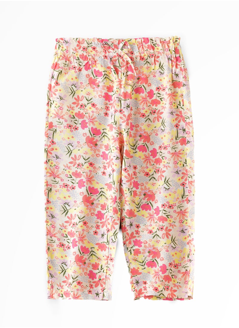 Jelliene Breezy Blooms: Girls' Flowy Viscose Pants Stylish Comfort & Springtime Flair  - Image 1