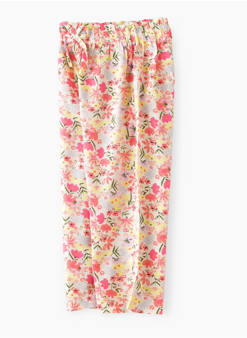 Jelliene Breezy Blooms: Girls' Flowy Viscose Pants Stylish Comfort & Springtime Flair  - Image 3