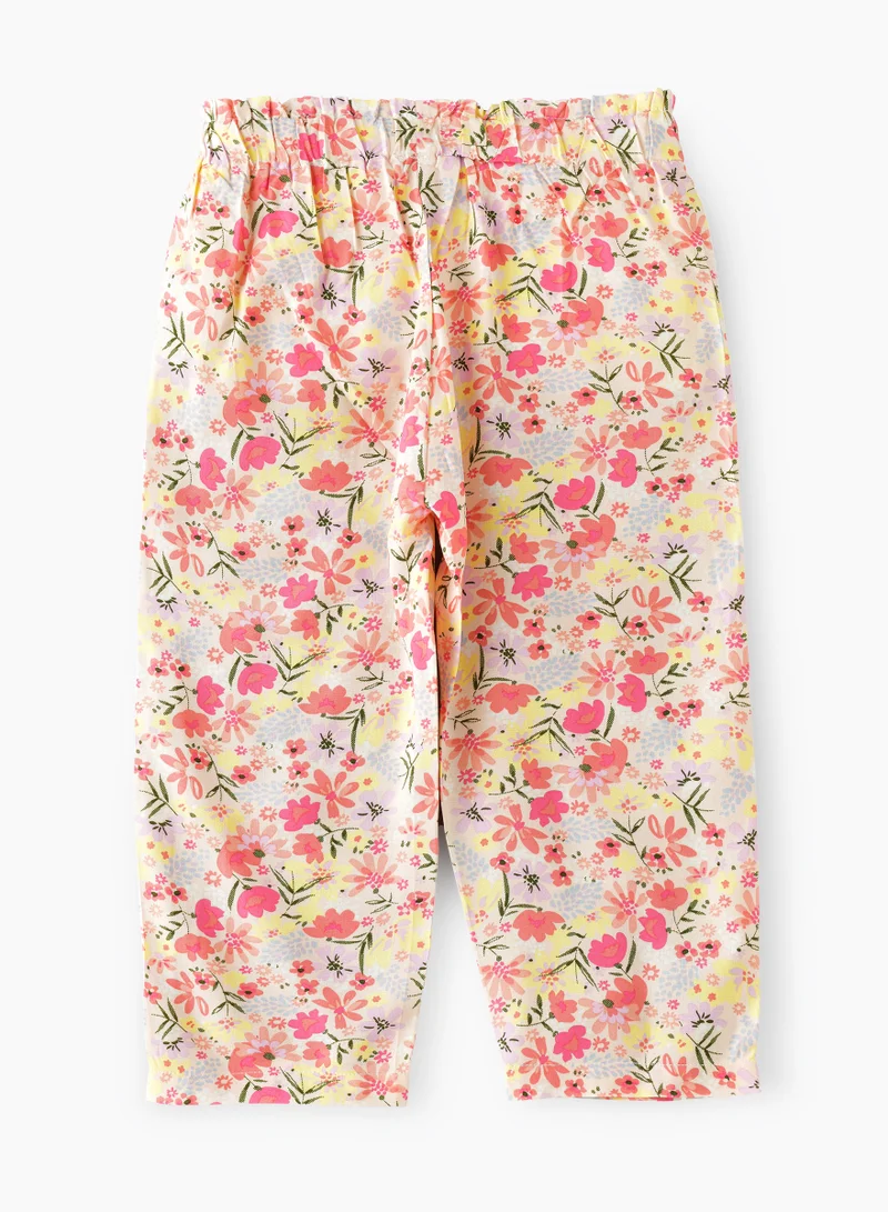جيلين Breezy Blooms: Girls' Flowy Viscose Pants Stylish Comfort & Springtime Flair