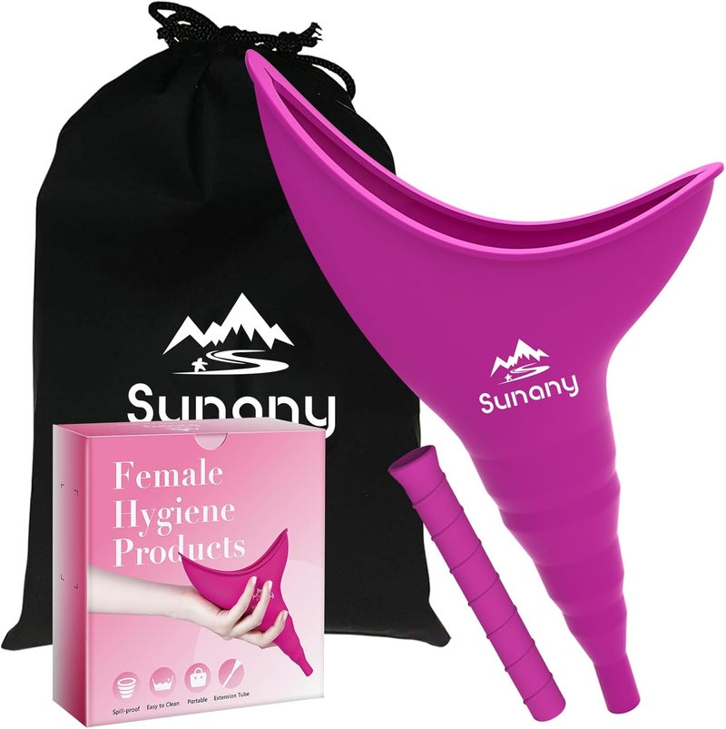 Sunany Store Female Urination Device, Reusable Female Urinal Silicone Women Pee Funnel Allows Women to Pee Standing Up, The Perfect Companion for Camping,Outdoor,Travel（Fuchsia） - Image 1