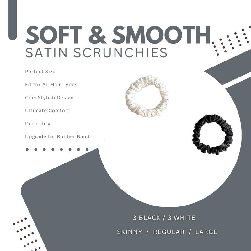 Generic 6 Pcs Luxury Satin Hair Scrunchies for WomenGirls Smooth Glossy Silk Ties with Soft Elastic NonDamaging Stylish Stretchable Ponytail Holders Chic Elegant Luxe Hair Accessories for a Trendy Look 6BLWHDISI  - Image 4