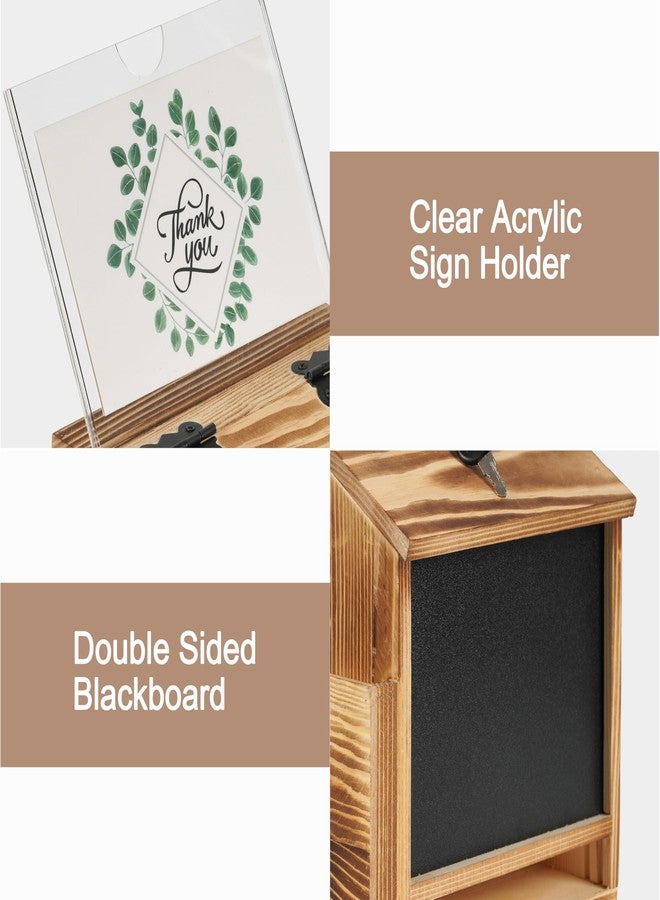 handrong Wooden Suggestion Box with Slot and Lock,Torched Donation Box - Image 4