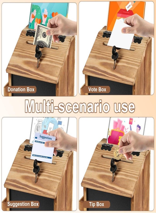 handrong Wooden Suggestion Box with Slot and Lock,Torched Donation Box - Image 5