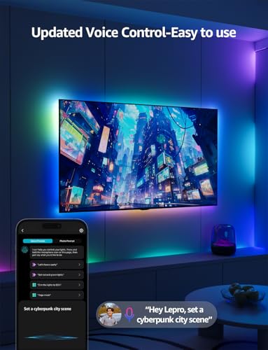 Lepro S1 AI LED Strip Lights for Bedroom - 32.8ft Smart RGB Light Strips with IC and Rainbow Chasing Effects, Color Segment DIY, Personalized Al Lighting Designer, No Remote, 2.4G Wi-Fi & Bluetooth - Image 4