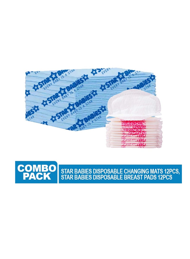 STAR BABiES Star Babies Disposable Combo pack (Changing Mat 12pcs, Bibs 12pcs)-White  - Image 2