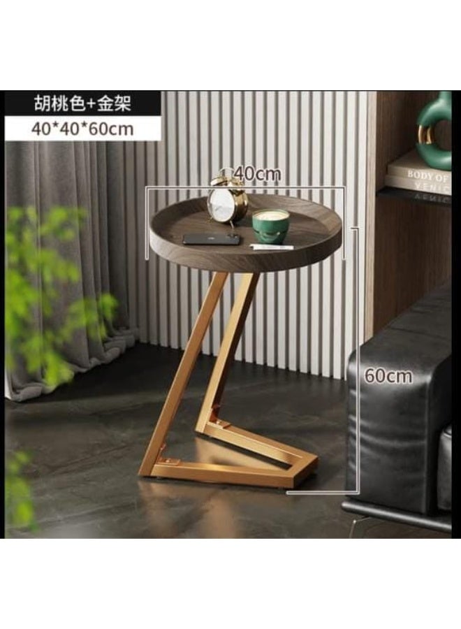 Round Side Table with Gold Metal Frame – 40cm