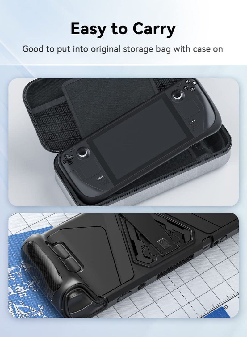 Protective Case for Steam Deck with Kickstand, Accurate Cutouts TPU Cover for Steam Deck, Anti Slip Comfort Shockproof Protector Grip Shell for Steam Deck Black - Image 5