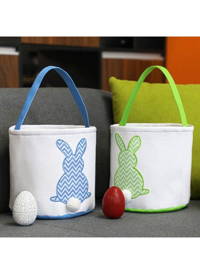 MONOBLANKS Easter Bunny Basket Bags for Canvas Cotton Carrying Gift and Eggs Hunt Bag - Image 4