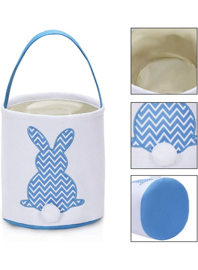 MONOBLANKS Easter Bunny Basket Bags for Canvas Cotton Carrying Gift and Eggs Hunt Bag - Image 2