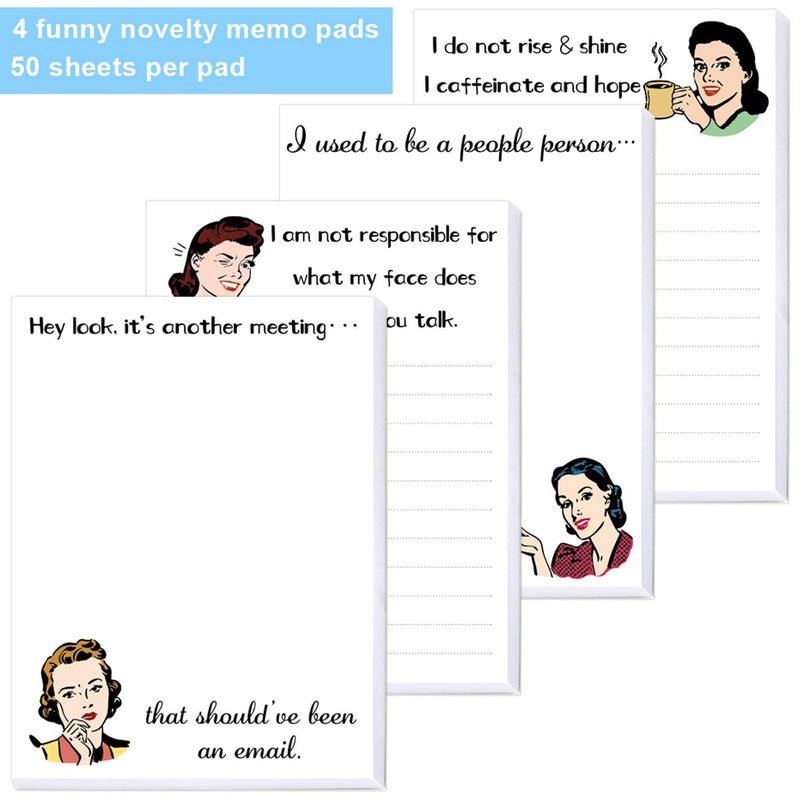 Fancy Land Funny Notepads Novelty Memo Pads for Women Holiday Office Supplies Teacher Nurse Gift Favors 4Pcs - Image 2