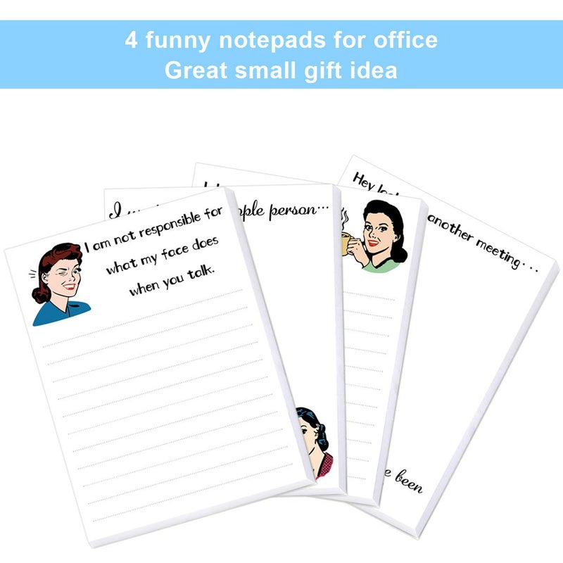 Fancy Land Funny Notepads Novelty Memo Pads for Women Holiday Office Supplies Teacher Nurse Gift Favors 4Pcs - Image 3